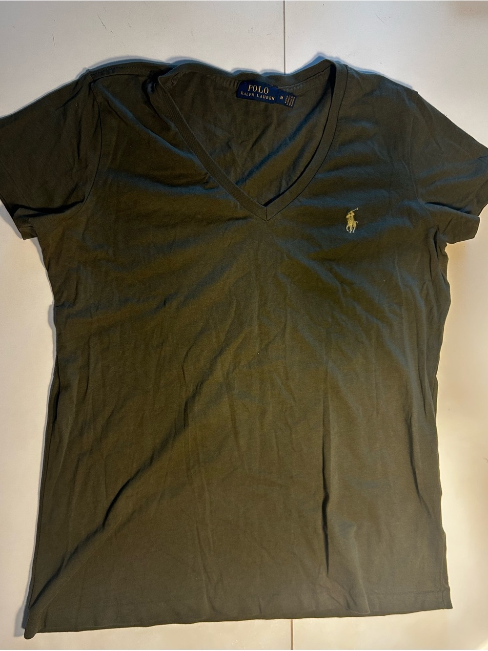 Ralph Lauren Olive Green V-Neck Polo Tee